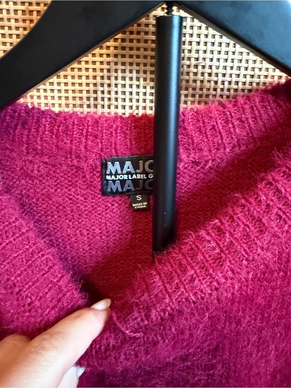 MAJE Raspberry Fuzzy Crewneck Sweater - Picture 2 of 3